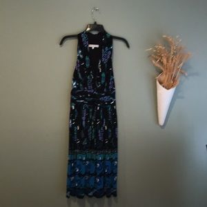 Evan Picone Black, Purple, Green Halter Dress Size 8